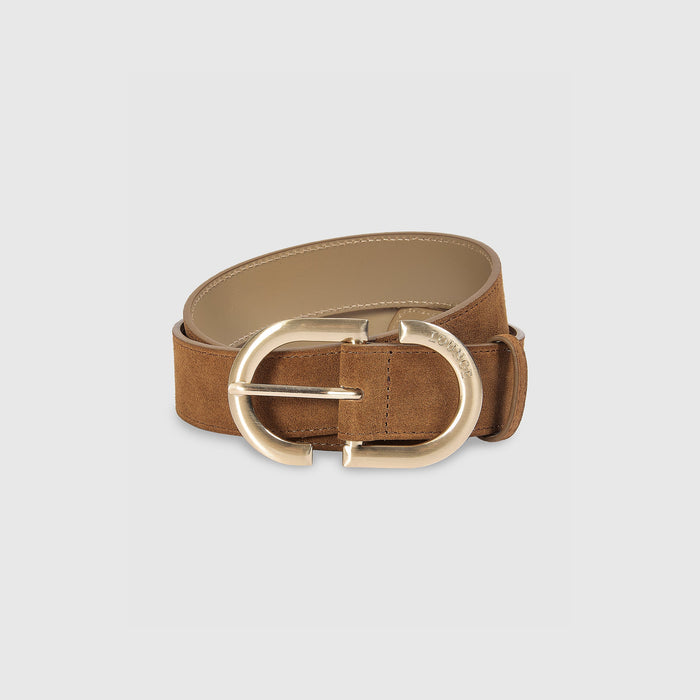 Curved Buckle Belt - Tan