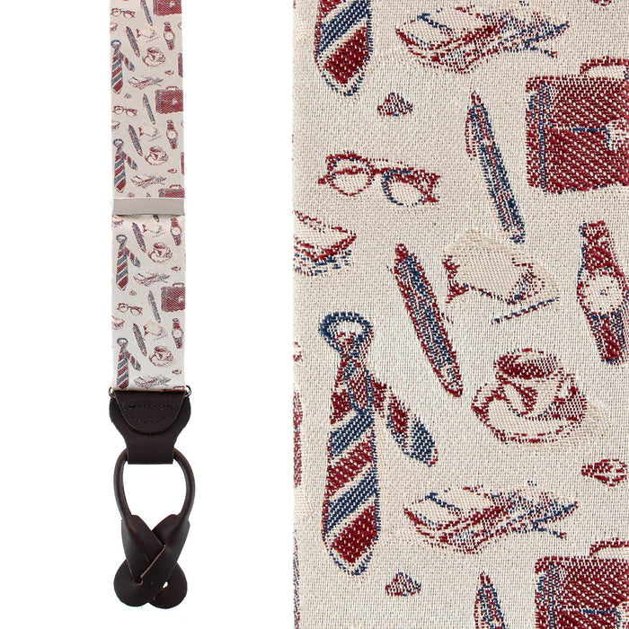 Day At The Office Novelty Silk Button End Braces