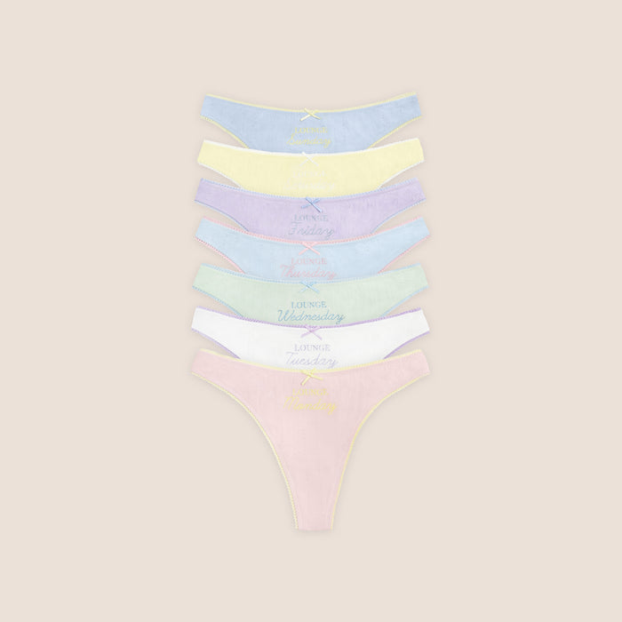 Days of the Week Thongs (7-Pack) - Multicolour Pastel