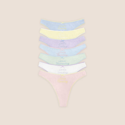 Days of the Week Thongs (7-Pack) - Multicolour Pastel