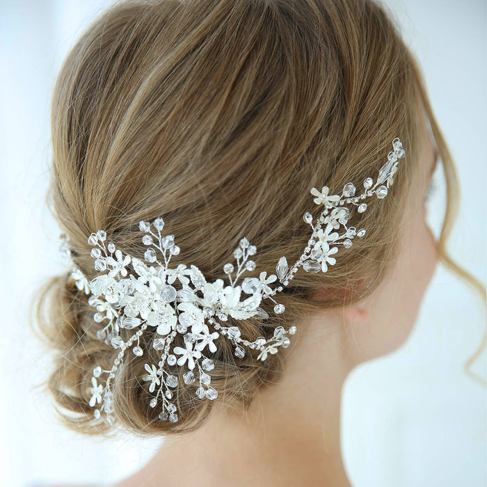 stunning silver wedding headpiece
