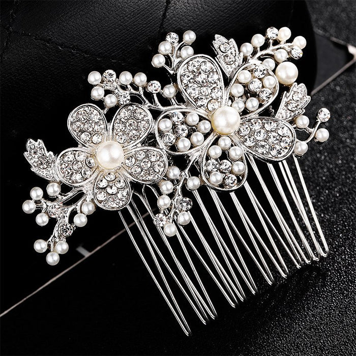 Delicate Pearl & Crystal Flower Wedding Hair Comb - The Wedding Garter