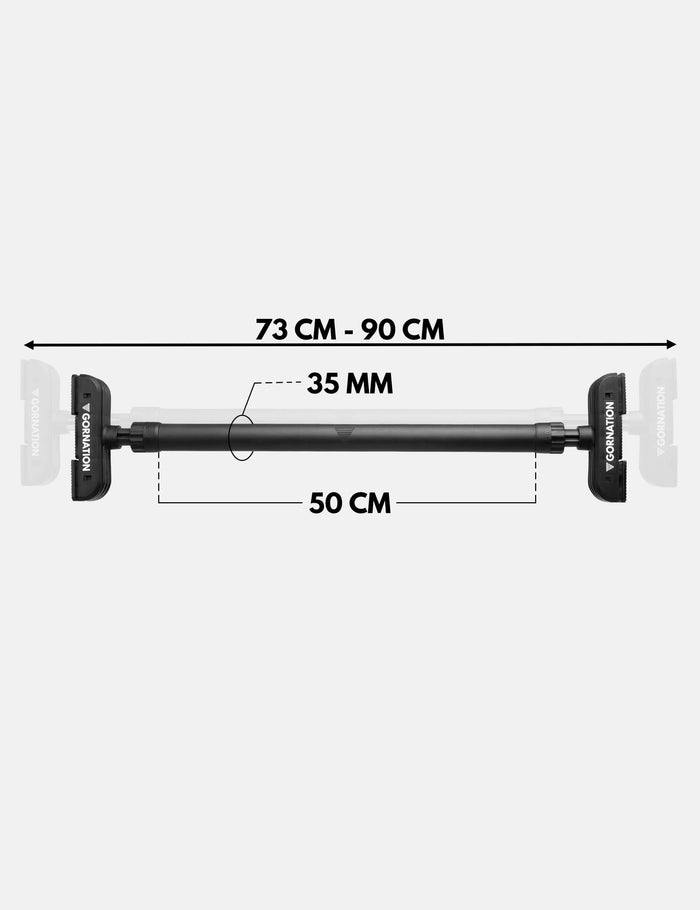 Close up from the GORNATION door pull up bar Extend-It with the measurements
