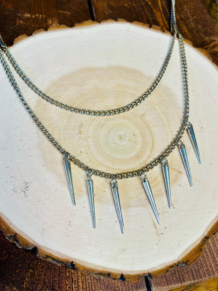 Double Chain Spike Necklace