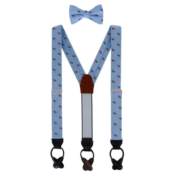 Down The Stretch Racehorse Linen Blend Braces & Bow Tie Bundle