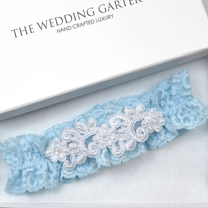blue lace wedding garter