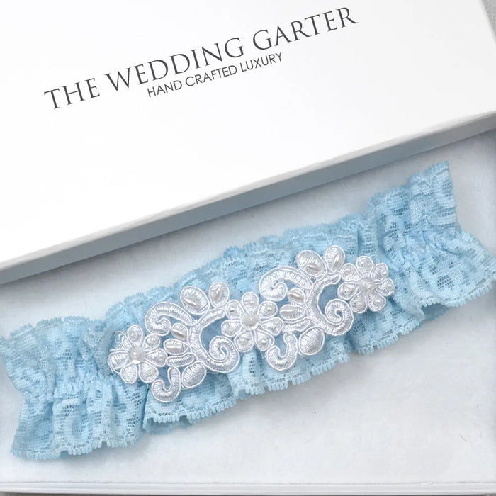 Eden Blue Lace Wedding Garter For Brides - The Wedding Garter