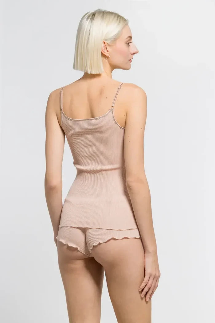 Oscalito Elegance Satin Wool and Silk V-Neck Camisole #4245 back view