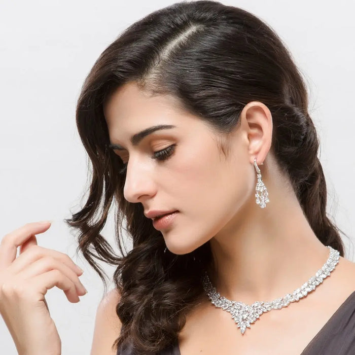 Elegant Cubic Zirconia Drop Wedding Earrings Online - The Wedding Garter