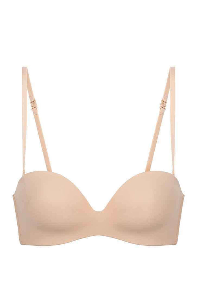 Simone Perele Essential Strapless Bra Color: Peau Rose, Black Size: 30D, 30DD/E, 32A, 32B, 32C, 32D, 34A, 34B, 34C, 34D, 34DD/E, 36A, 36B, 36C, 36D, 32DD/E at Petticoat Lane  Greenwich, CT