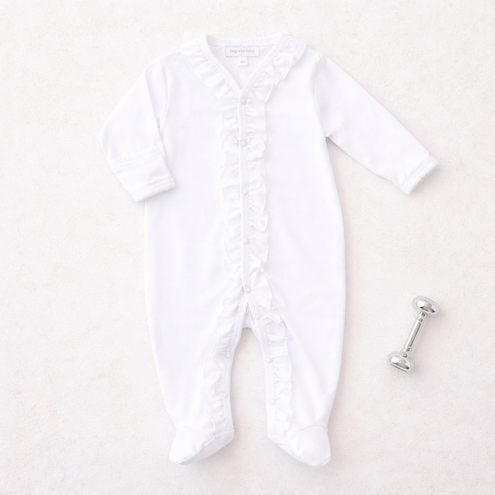 Essentials White Ruffle Footie