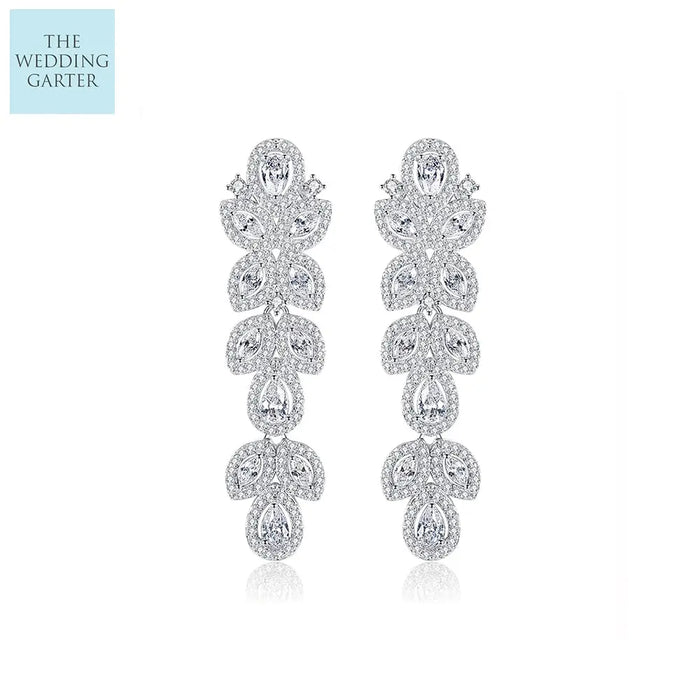 Exquisite Cubic Zirconia Diamond Bridal Earrings - The Wedding Garter