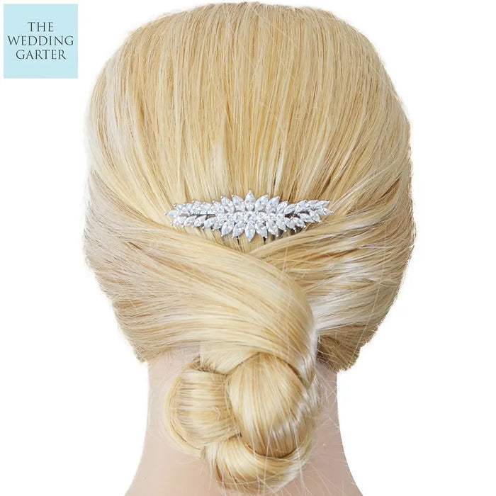 Exquisite Silver Cubic Zirconia Bridal Accessories Comb - The Wedding Garter