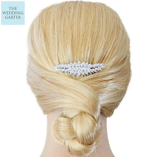 Exquisite Silver Cubic Zirconia Bridal Accessories Comb - The Wedding Garter