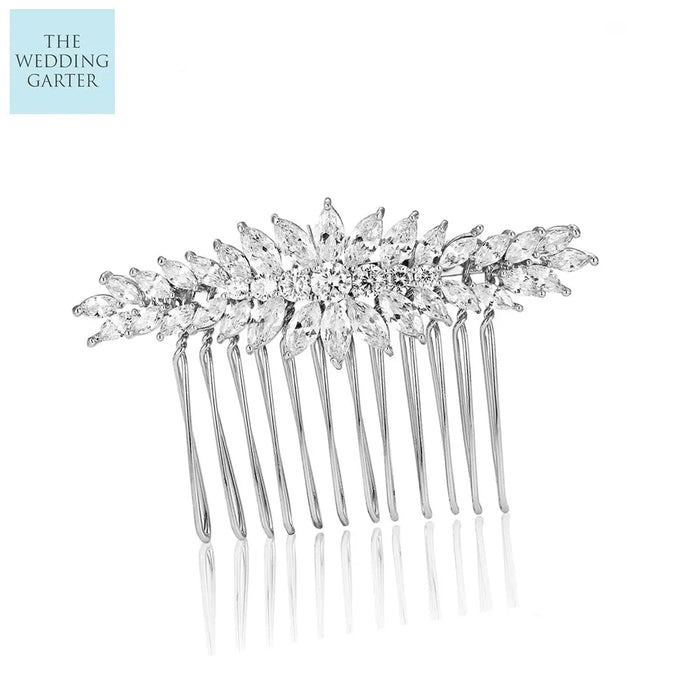 Exquisite Silver Cubic Zirconia Bridal Accessories Comb - The Wedding Garter