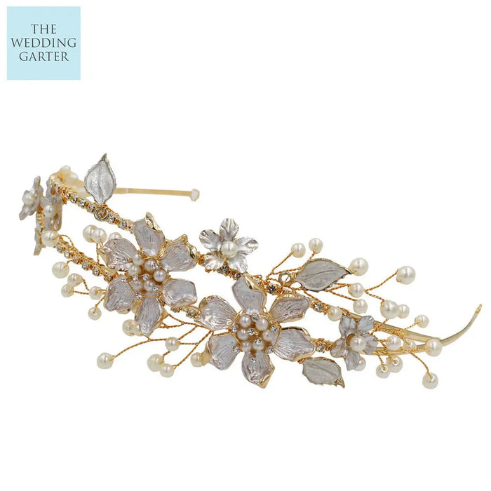 bridal head band gold