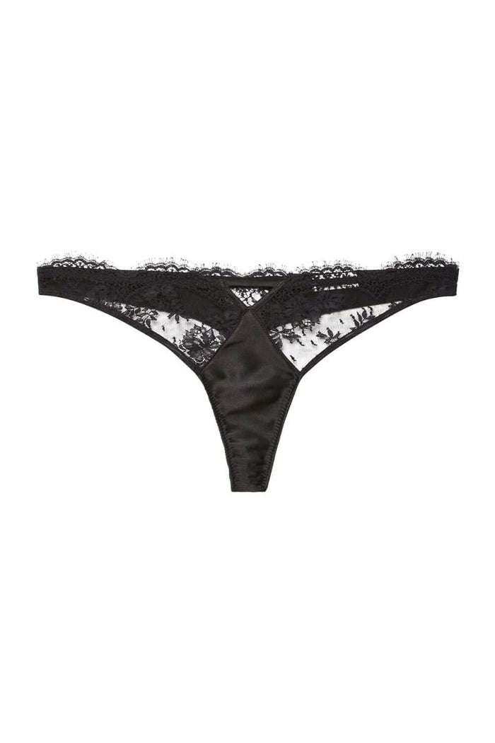 Fleur du Mal Frankie Lace Thong in Black