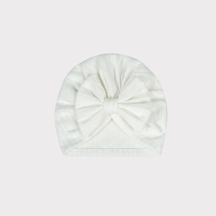 Girls Muslin Beanie (White) – Soft & Breathable Baby Hat image 0