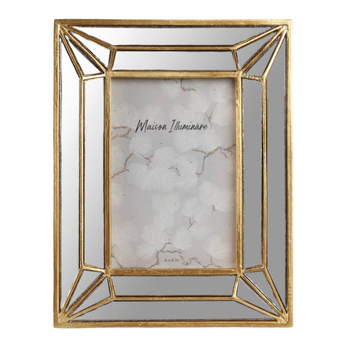 Gold 4x6 in. Resin Photo Frame with Deco Mirrored Border
