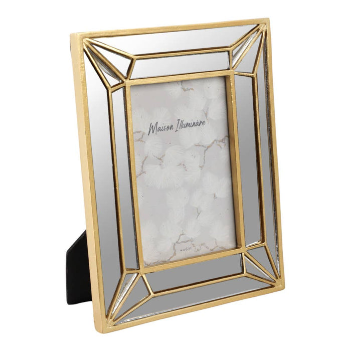 Gold 4x6 in. Resin Photo Frame with Deco Mirrored Border
