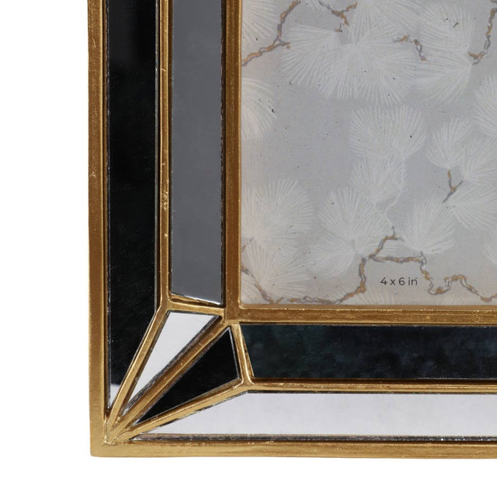 Gold 4x6 in. Resin Photo Frame with Deco Mirrored Border