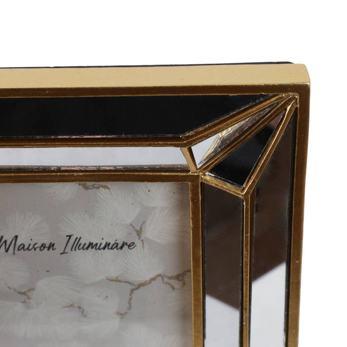 Gold 4x6 in. Resin Photo Frame with Deco Mirrored Border