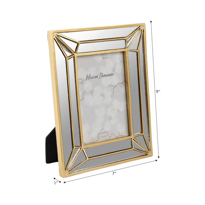 Gold 4x6 in. Resin Photo Frame with Deco Mirrored Border