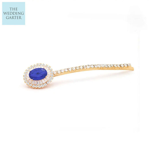 gold & blue hair pin