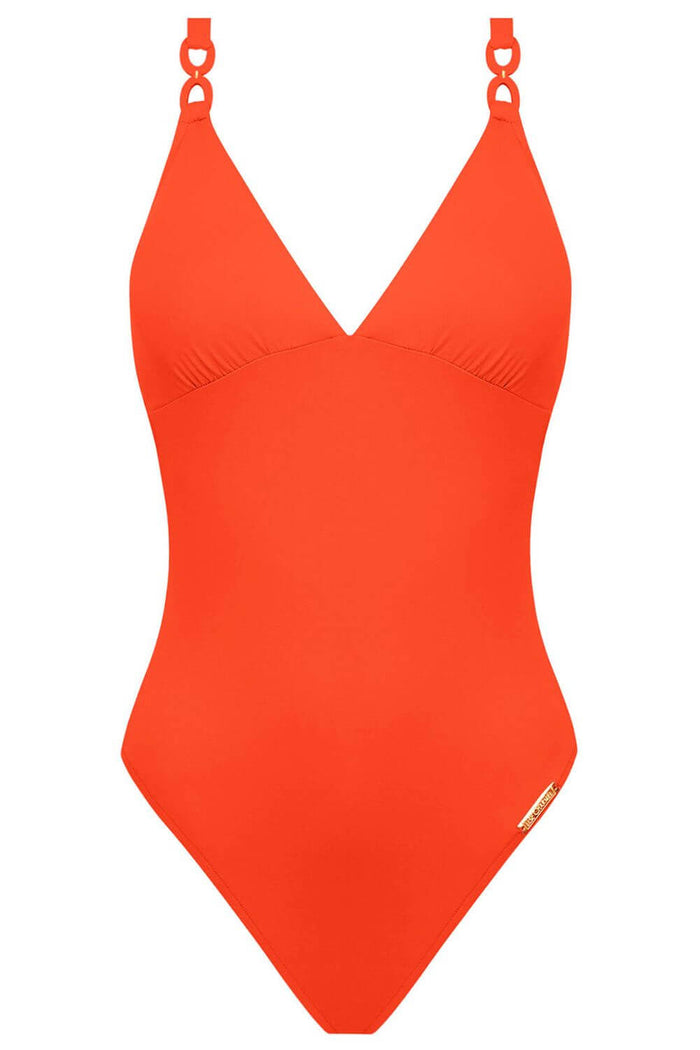 Lise Charmel Grace Infiniti Plunging Back Swimsuit in Orange Infiniti