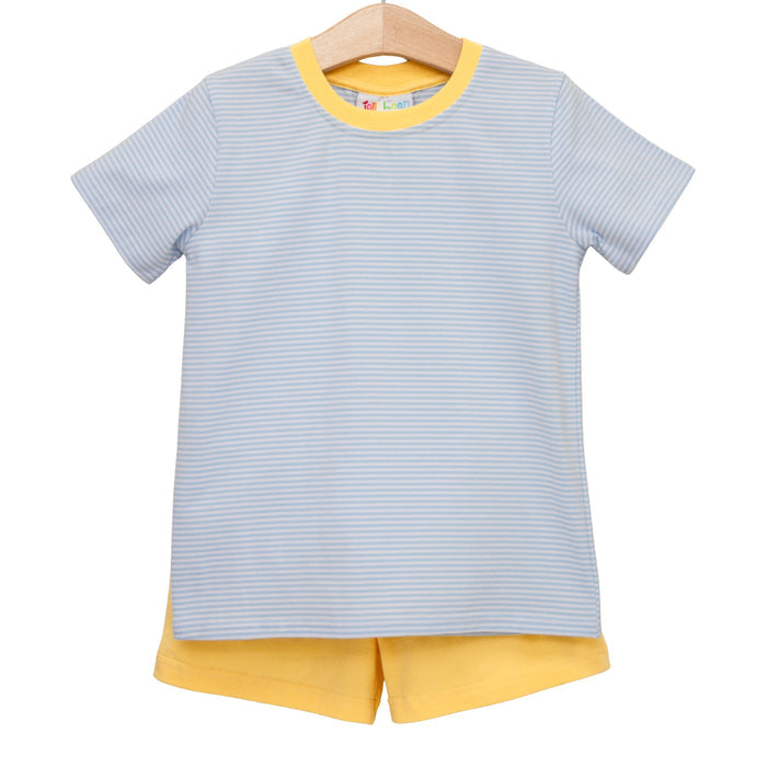 Graham Short Set - Light Blue Stripe & Yellow