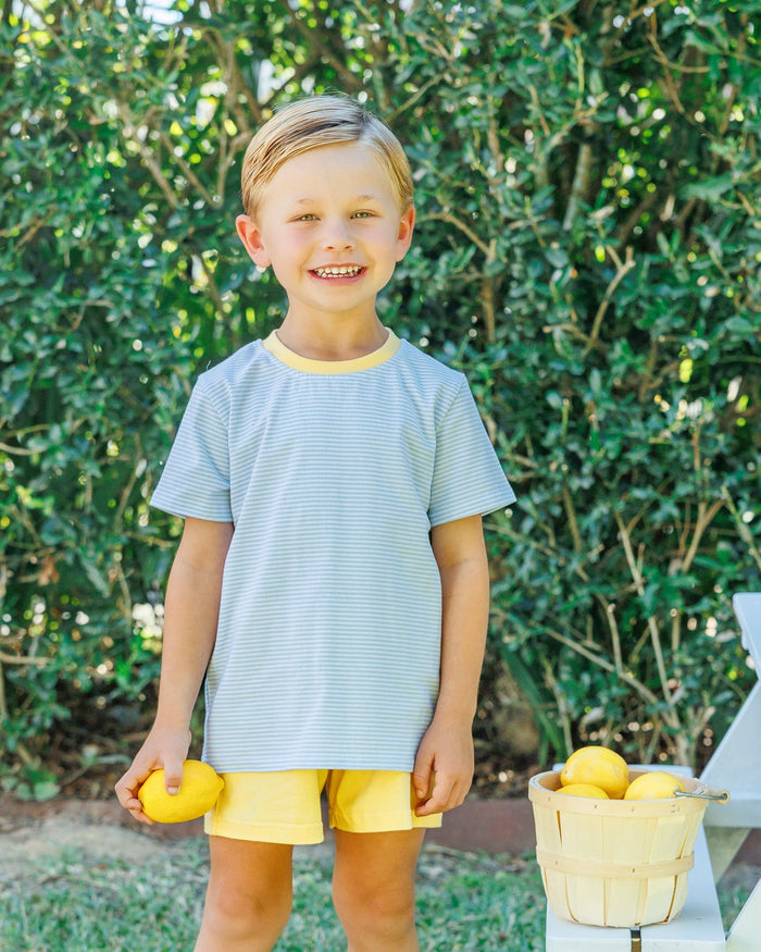 Graham Short Set - Light Blue Stripe & Yellow