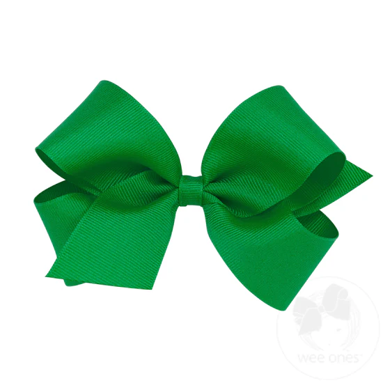 Green Classic Grosgrain Hair Bow (Plain Wrap)