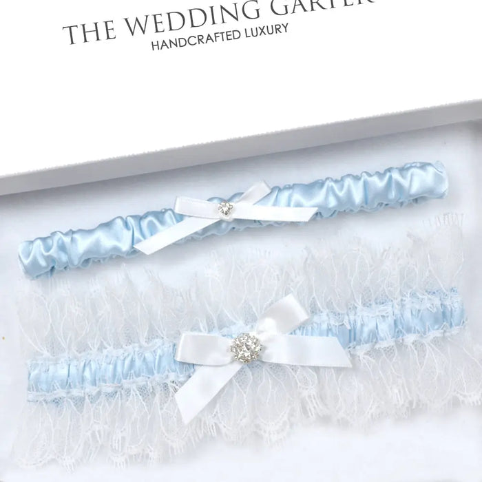 Hadley Luxury Eyelash Lace Blue Bridal Garter Set - The Wedding Garter