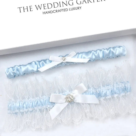 Hadley Luxury Eyelash Lace Blue Bridal Garter Set - The Wedding Garter