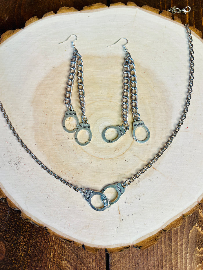 Handcuff Necklace and Earring Set