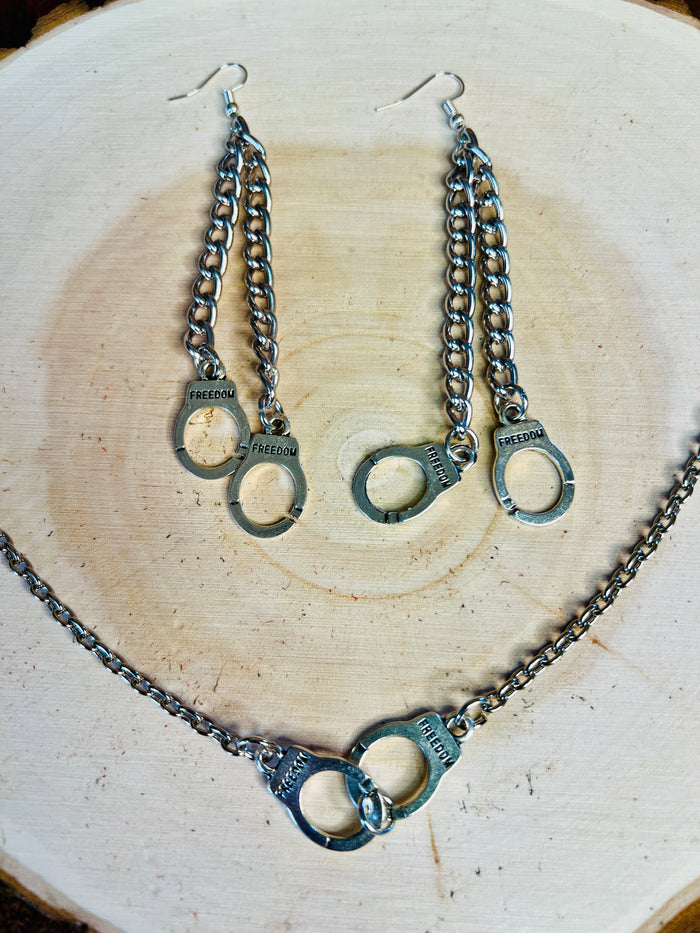 Handcuff Necklace and Earring Set