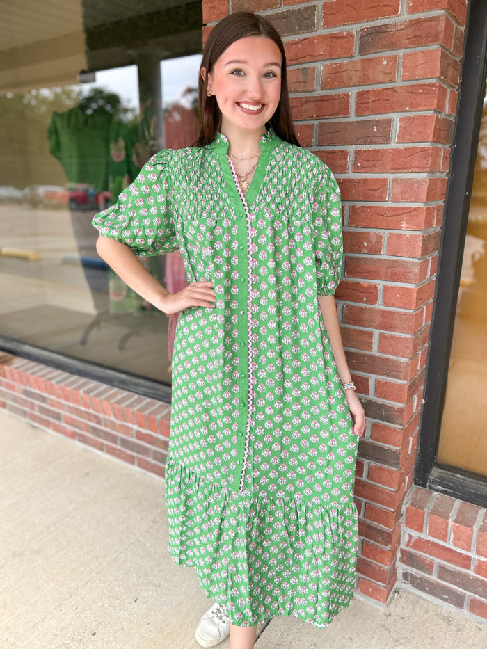 Harmony Green Midi Dress