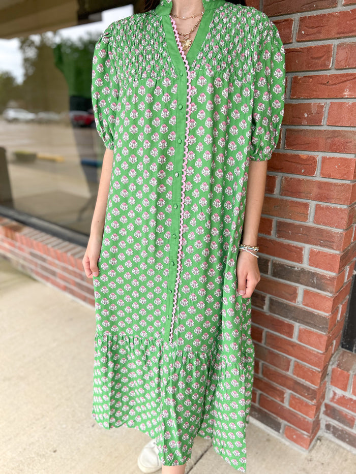 Harmony Green Midi Dress