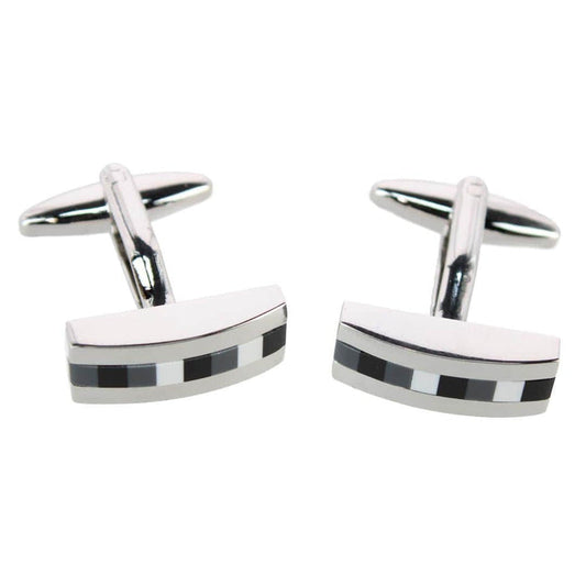 Harris Silver with Black & Grey Gradient Stone Cufflinks