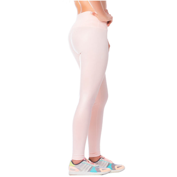 High-Rise Shimmer Pink Sports Leggings for Women – Stretchy, Sculpting & Stylish
