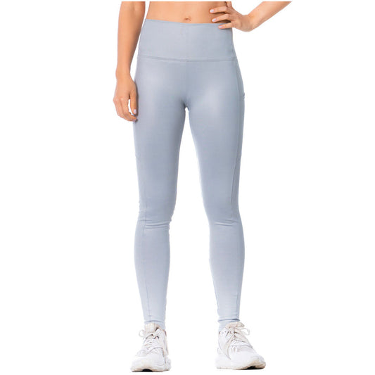 High-Rise Shimmer Silver Sports Leggings for Women – Stretchy, Sculpting & Stylish