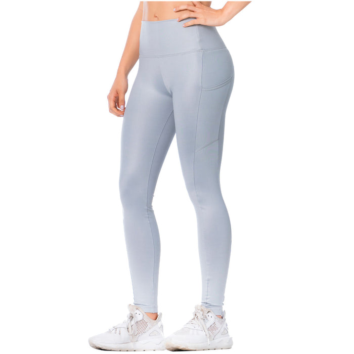 High-Rise Shimmer Silver Sports Leggings for Women – Stretchy, Sculpting & Stylish