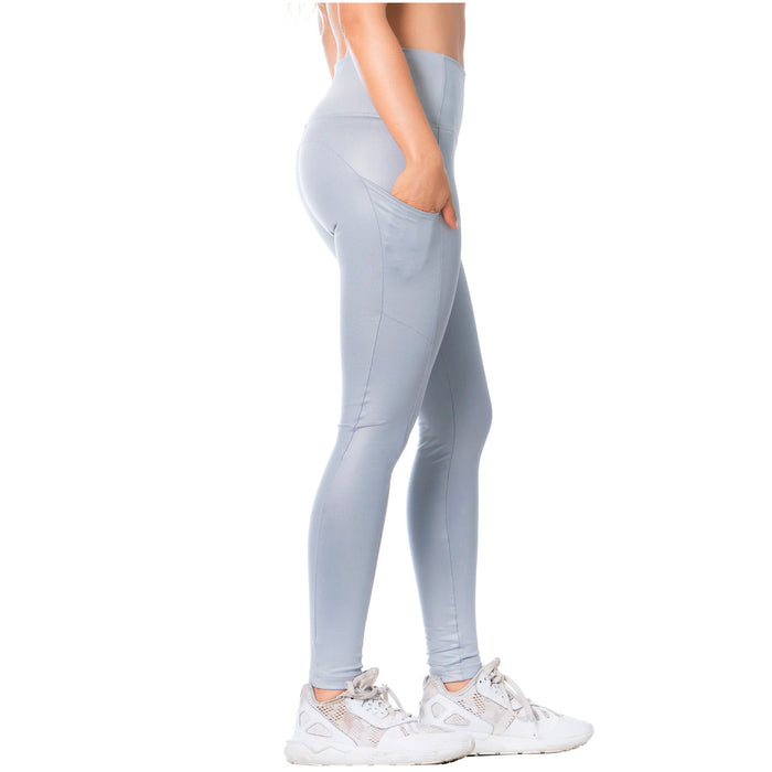 High-Rise Shimmer Silver Sports Leggings for Women – Stretchy, Sculpting & Stylish