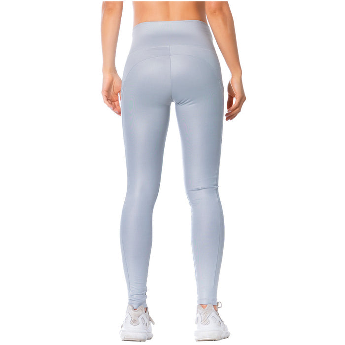High-Rise Shimmer Silver Sports Leggings for Women – Stretchy, Sculpting & Stylish