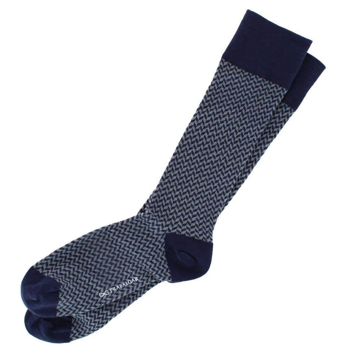 Navy Blue and Grey Herrinbone