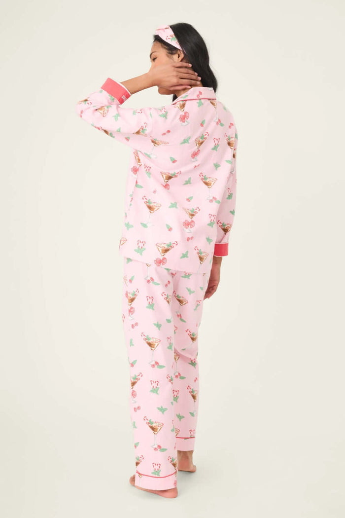 PJ Salvage Holiday Cocktails Flannel Long PJ Set