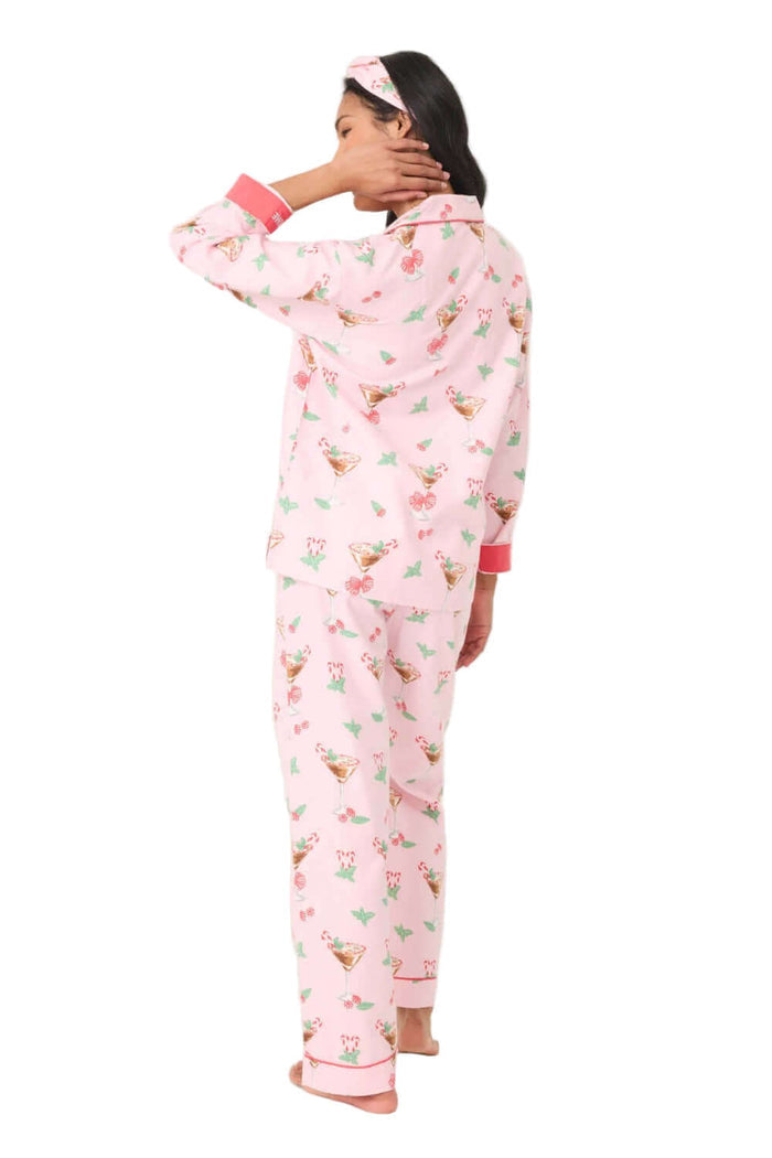 PJ Salvage Holiday Cocktails Flannel Long PJ Set