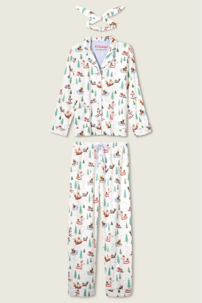 PJ Salvage Holiday Dogs Flannel Long PJ Set