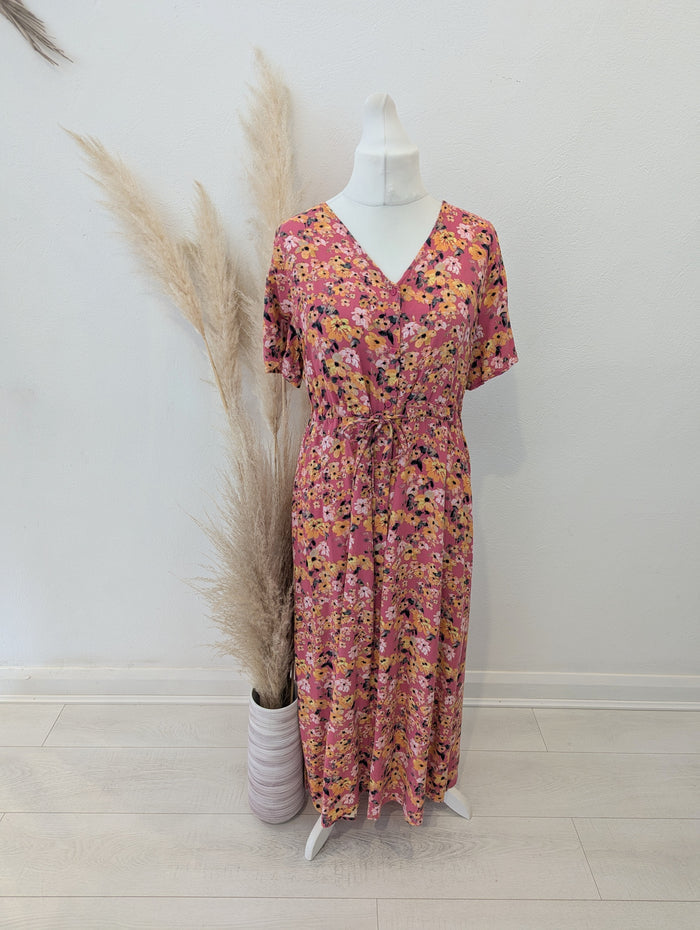 Ichi pink floral dress 14 RRP £45