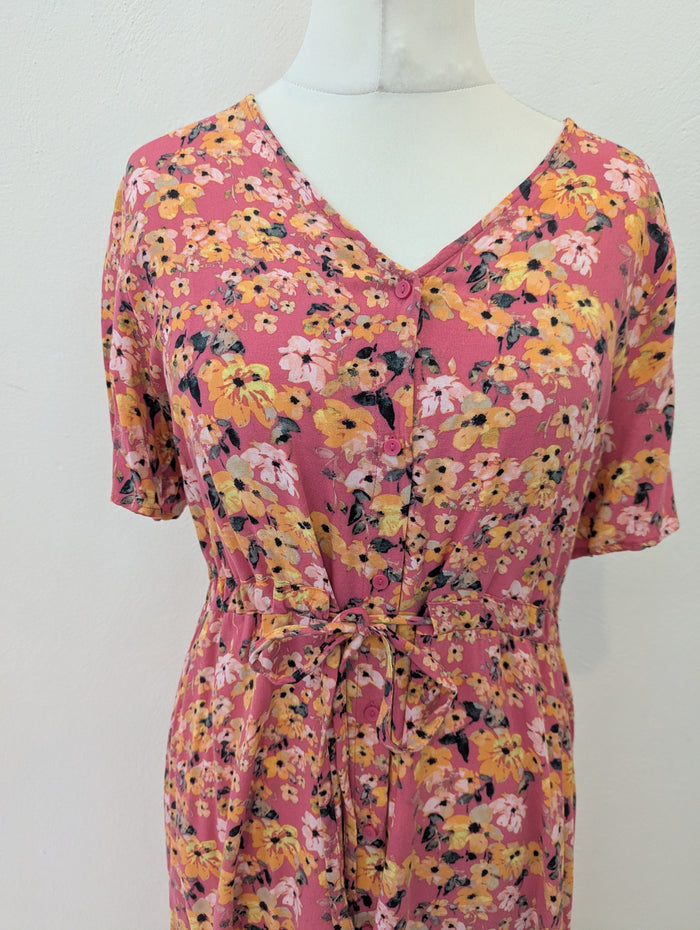 Ichi pink floral dress 14 RRP £45